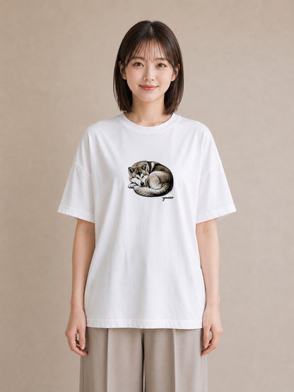 Tシャツ レディース 秋田犬 犬 いぬ イラスト カフェコーデ 敬老の日 ホワイトデー 白T