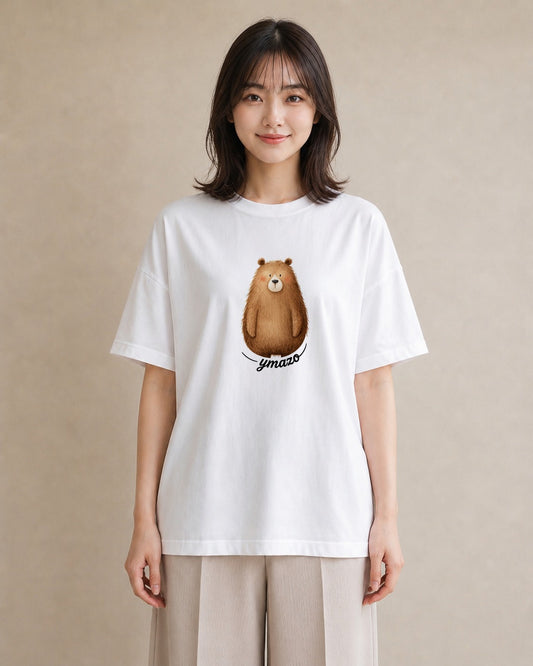 プリントTシャツ レディース くま クマ ベア 動物 アニマル イラスト 休日コーデ 在宅 公園 白T