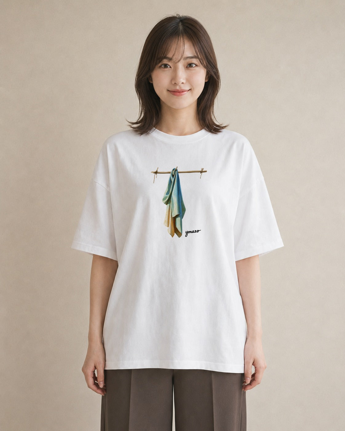 プリントTシャツ レディース 洗濯物 風 ナチュラル アンティーク イラスト ガーリー カフェ巡り 女子会 白T