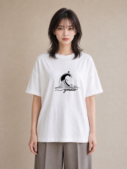 グラフィックTシャツ レディース 紙の船 水辺 ナチュラル アンティーク イラスト 手描き風 ペアコーデ 秋コーデ 白T