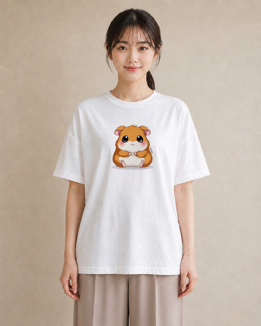 Tシャツ レディース ジャンガリアンハムスター ペット 動物 イラスト 普段使い 買い物 夏コーデ 白T