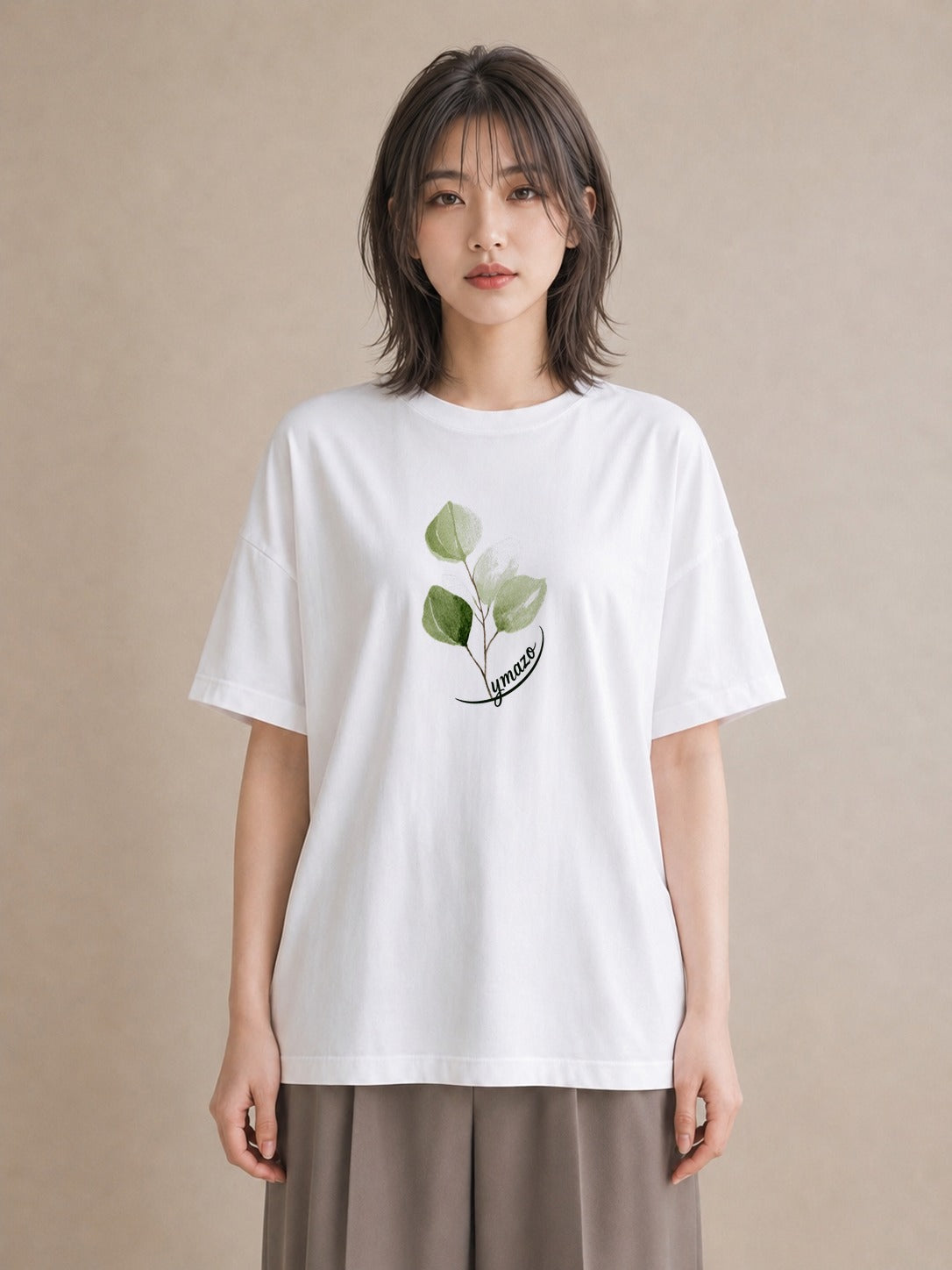 グラフィックTシャツ レディース 葉っぱ 植物 ボタニカル イラスト 普段使い 海 カフェ巡り 白T