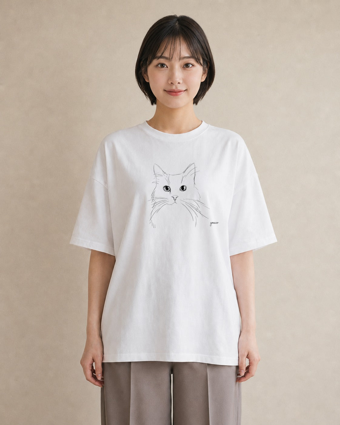 半袖Tシャツ レディース 猫 ねこ ネコ イラスト ナチュラル 春コーデ 姉妹 白T