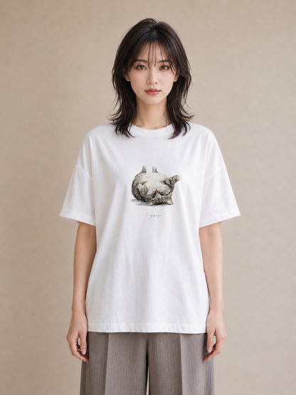 グラフィックTシャツ レディース ラグドール 猫 ねこ イラスト きれいめカジュアル 送別ギフト 通勤 白T