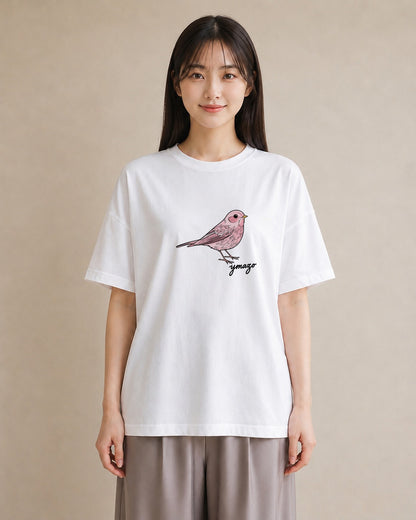 半袖Tシャツ レディース マメルリハ ペット 動物 イラスト シンプル ラフ レイヤード 白T