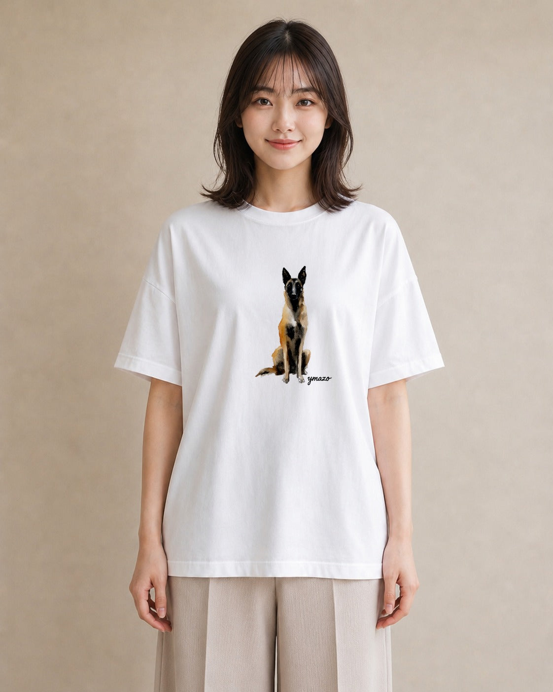 グラフィックTシャツ レディース ジャーマンシェパード 犬 いぬ イラスト 手描き風 ホワイトデー 春服 白T