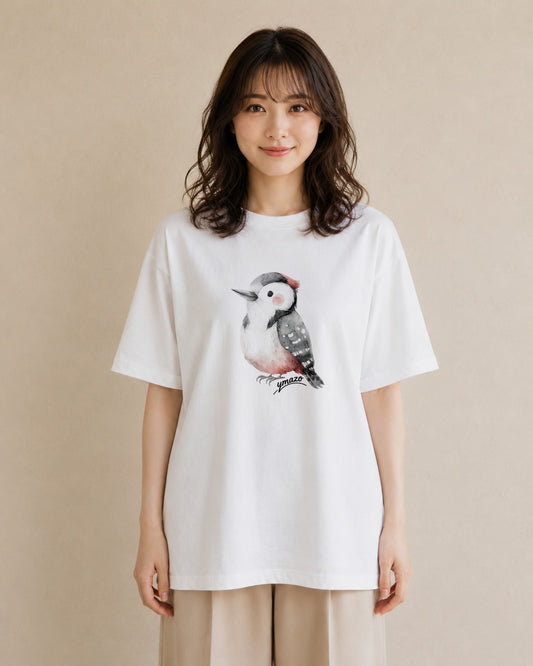 半袖Tシャツ レディース シマエナガ しまえなが 動物 アニマル イラスト カフェコーデ 在宅 公園 白T