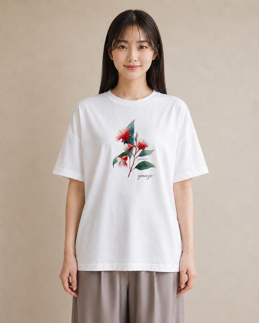 デザインTシャツ レディース ミモザ 花 花柄 イラスト ナチュラル 自分用 ルームウェア 白T