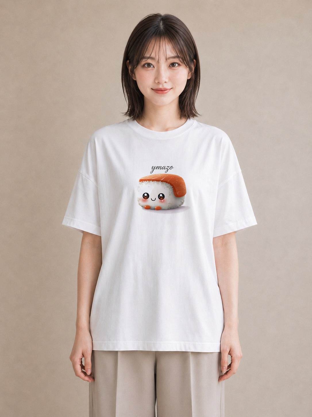 プリントTシャツ レディース お寿司 食べ物 フード イラスト ペアコーデ 秋コーデ 白T