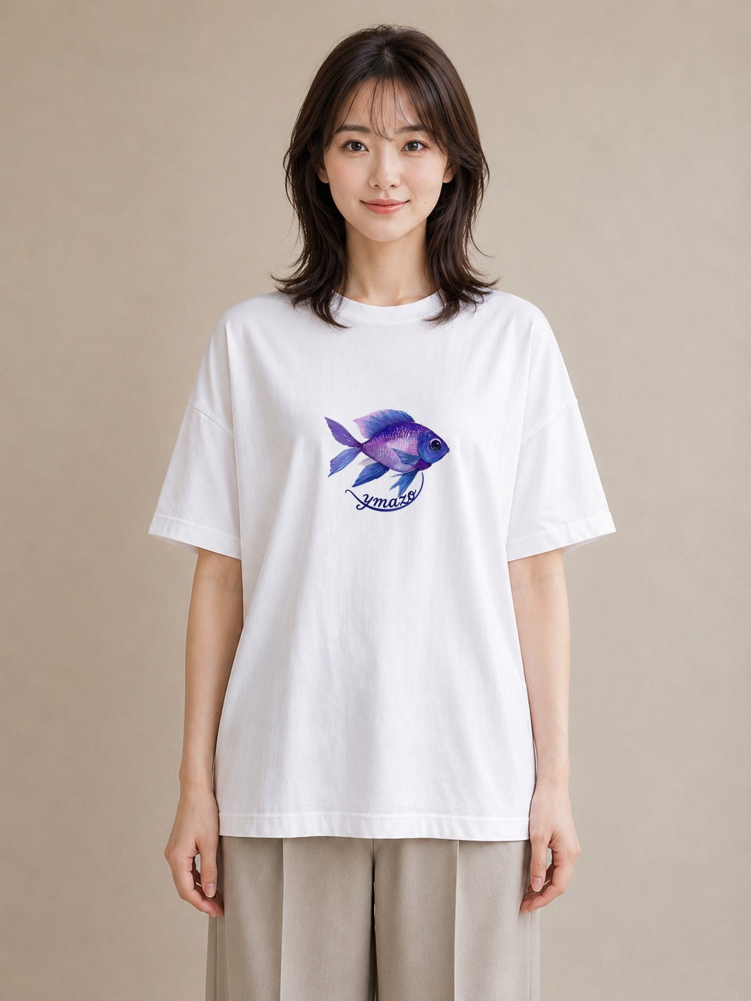 グラフィックTシャツ レディース マンボウ 海の生き物 海 イラスト シンプル 春服 ミセス 白T