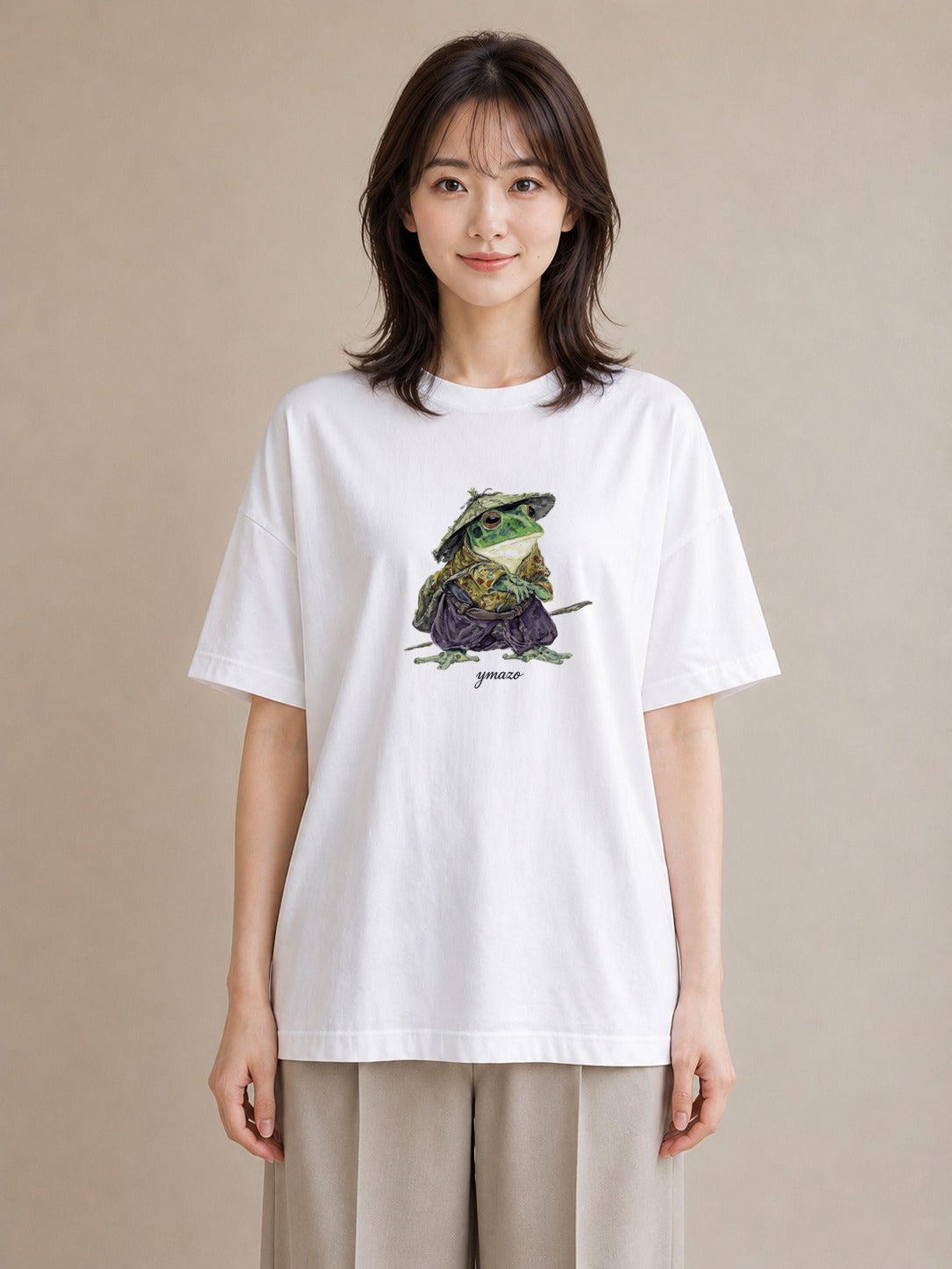 プリントTシャツ レディース カエル ペット 動物 イラスト ガーリー カフェ巡り 女子会 白T