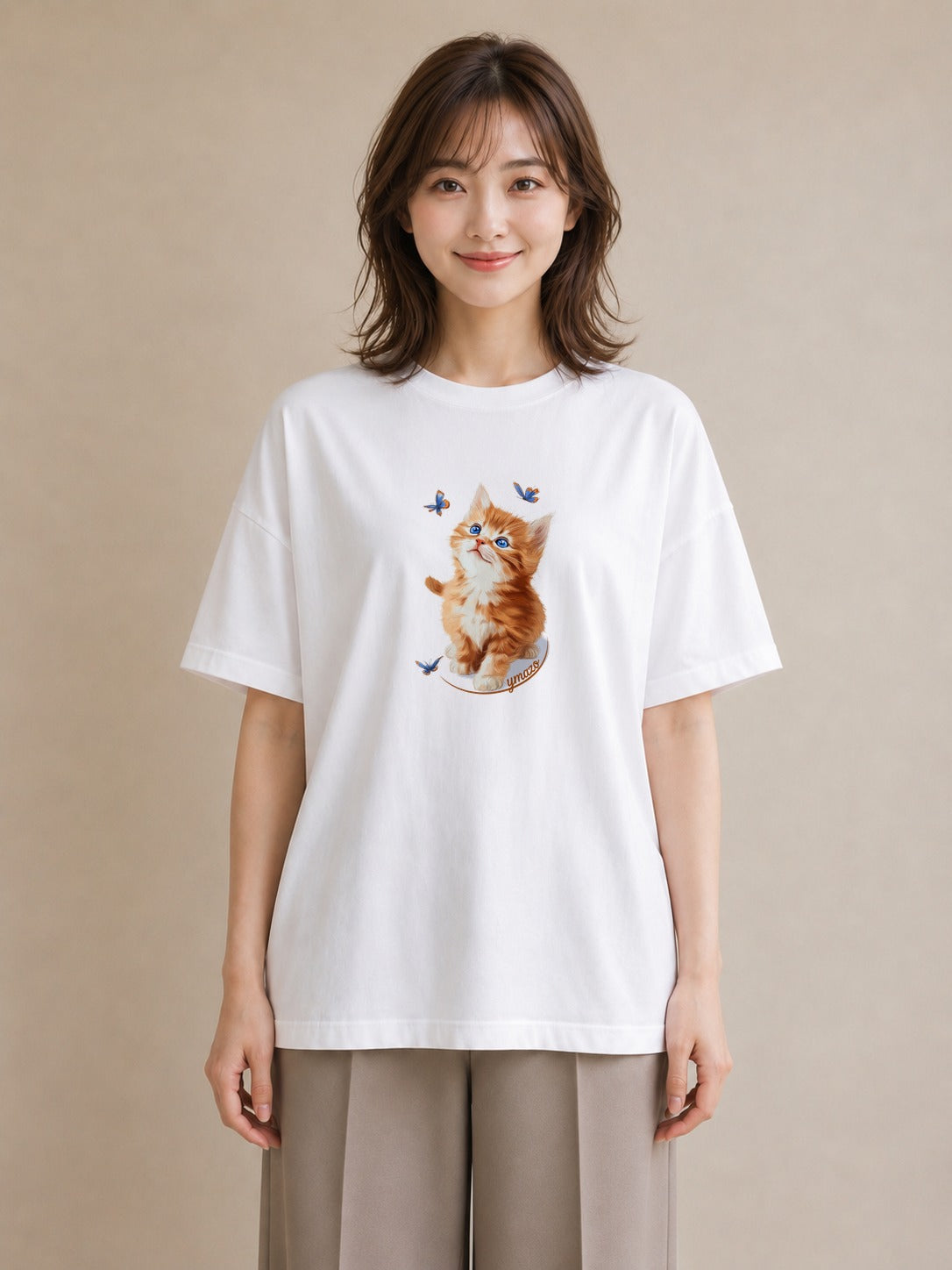 半袖Tシャツ レディース ソマリ 猫 ねこ イラスト フェミニン 女子会 お揃い 白T