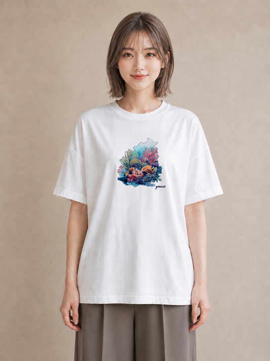半袖Tシャツ レディース カクレクマノミ 海の生き物 海 イラスト フェミニン レイヤード 友達ギフト 白T