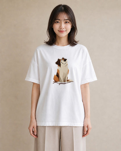 デザインTシャツ レディース 犬 いぬ イラスト モード 敬老の日 ホワイトデー 白T