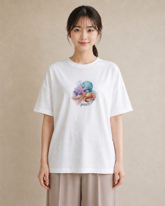 グラフィックTシャツ レディース 貝 海の生き物 海 イラスト ミニマル 女性 旅行用 白T