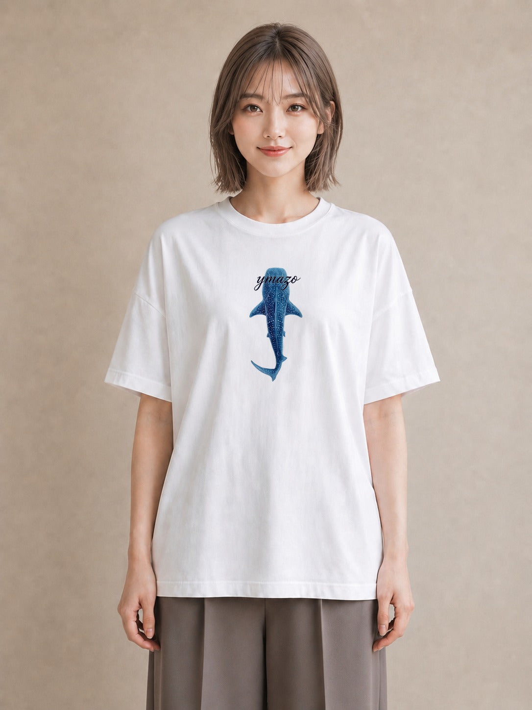 プリントTシャツ レディース サメ 海の生き物 海 イラスト ガーリー カフェ服 クリスマス 白T