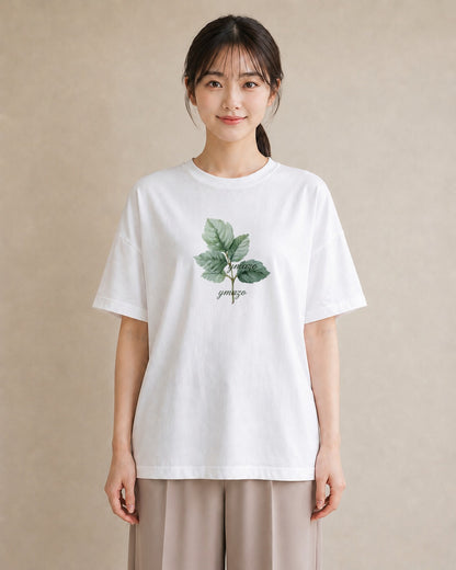 グラフィックTシャツ レディース 葉っぱ 植物 ボタニカル イラスト ミニマル 女性 旅行用 白T
