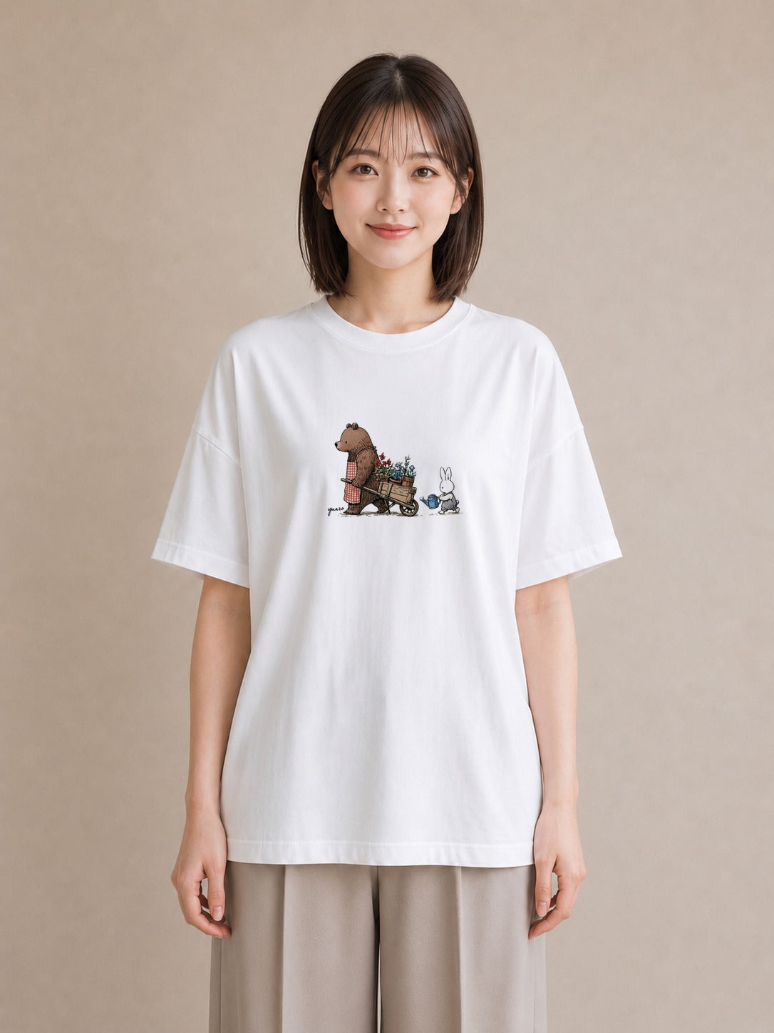 Tシャツ レディース さくら 桜 桜の枝 イラスト こなれ感 カフェ巡り 女子会 白T