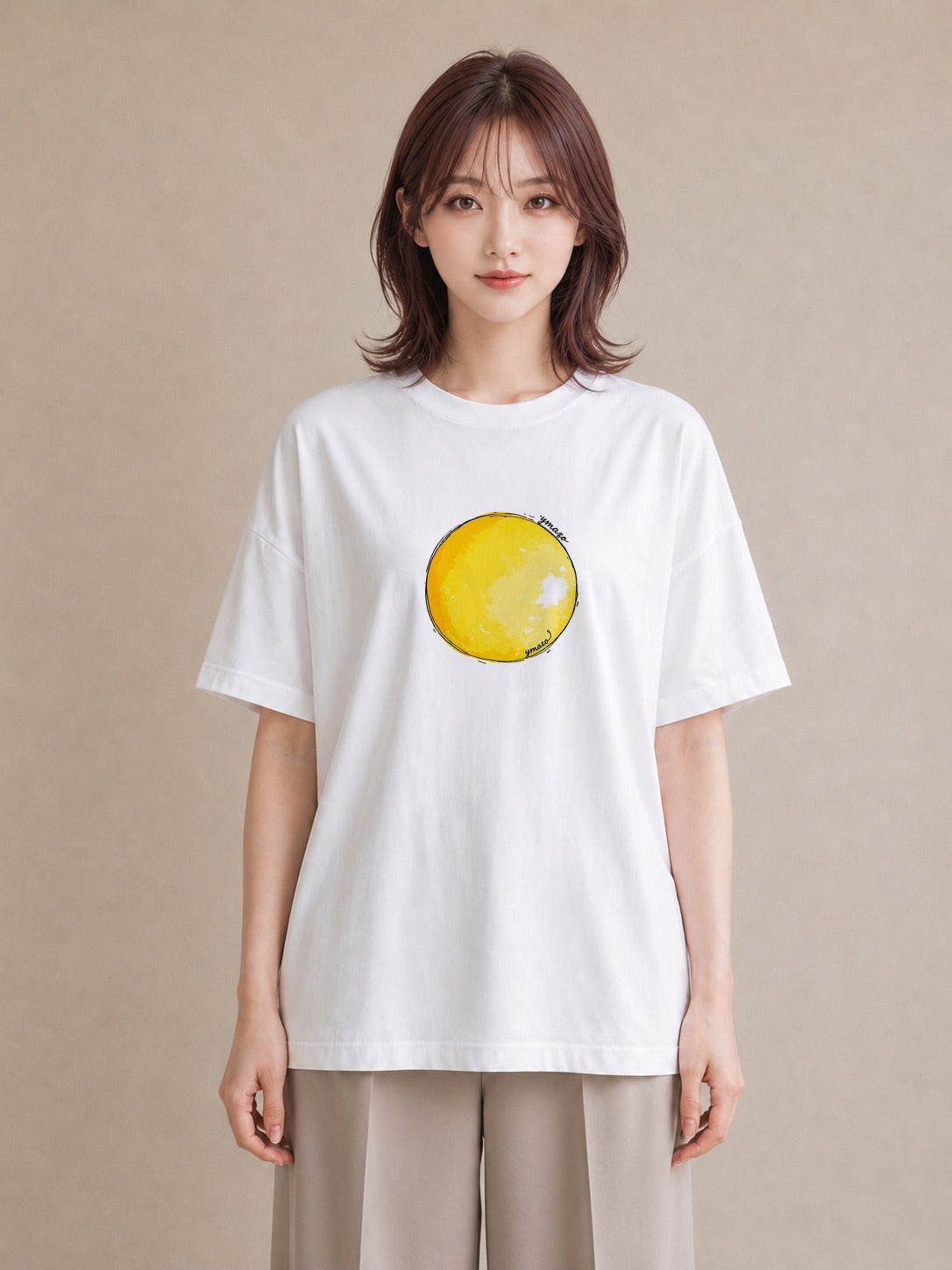 プリントTシャツ レディース 目玉焼き 食べ物 フード イラスト ガーリー 公園 ママ 白T