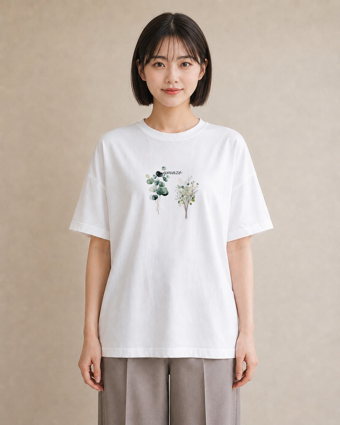 半袖Tシャツ レディース ボタニカル 植物 イラスト 在宅 公園 白T
