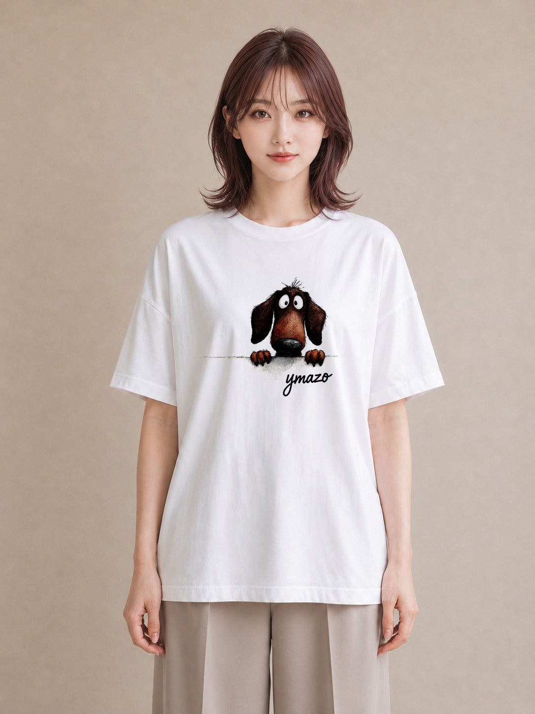 半袖Tシャツ レディース ミニチュアダックスフンド 犬 いぬ イラスト ナチュラル 姉妹 送別ギフト 白T