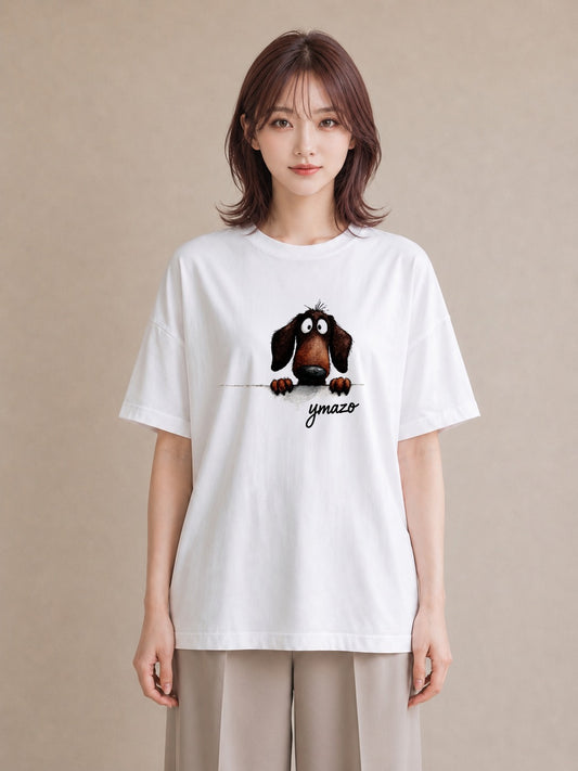 半袖Tシャツ レディース ミニチュアダックスフンド 犬 いぬ イラスト ナチュラル 姉妹 送別ギフト 白T