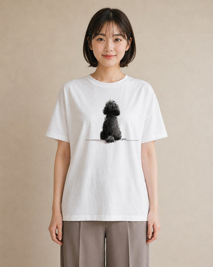 半袖Tシャツ レディース トイプードル プードル 犬 いぬ イラスト 北欧風 友達ギフト 部屋着 白T