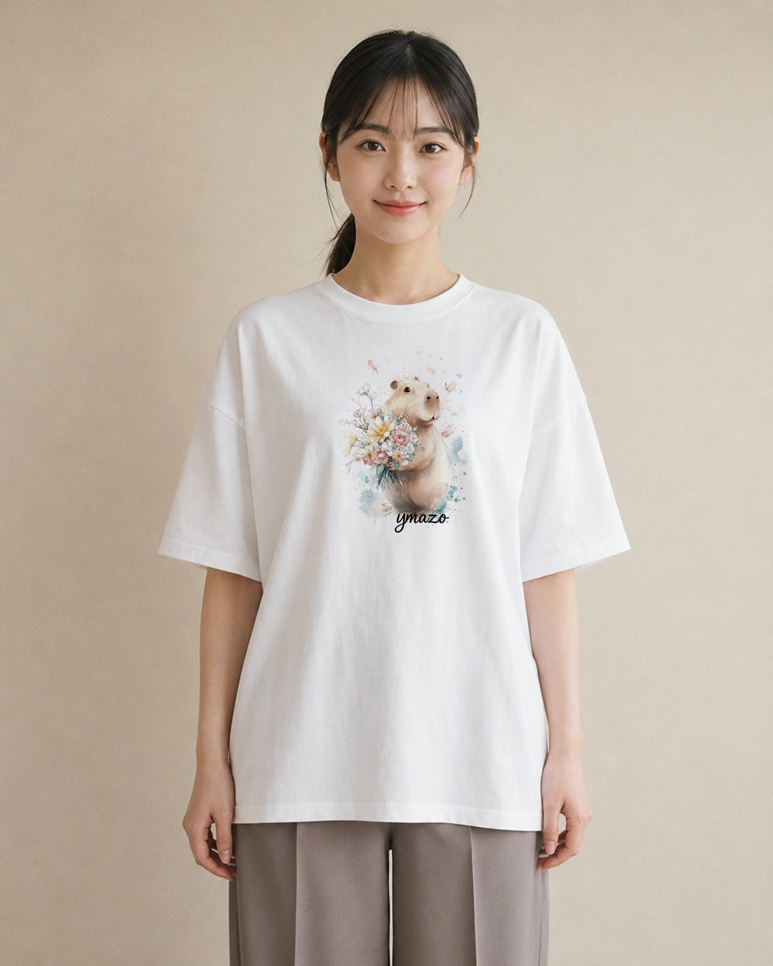 デザインTシャツ レディース ゴールデンハムスター ペット 動物 イラスト 淡色 デート 帰省 白T