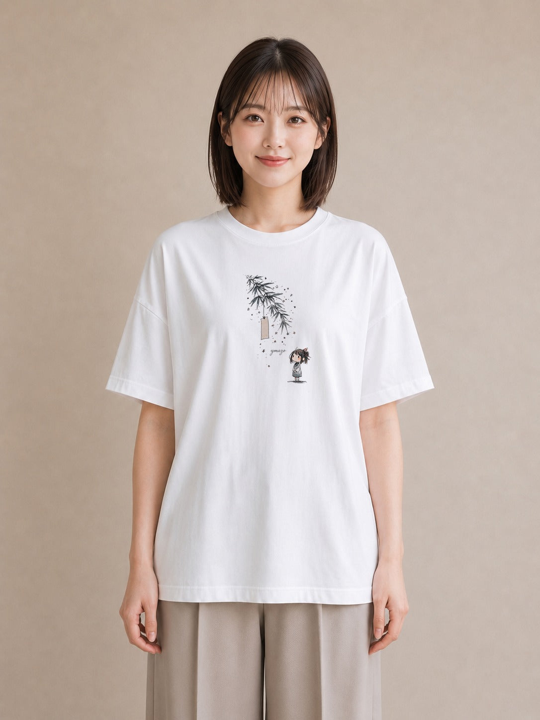プリントTシャツ レディース 風鈴 ガラス 夏 ナチュラル アンティーク イラスト ガーリー 在宅 公園 白T