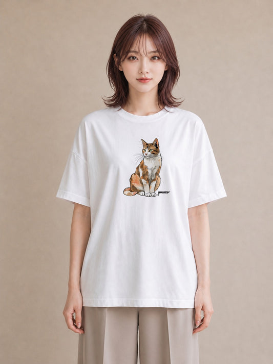 Tシャツ レディース エキゾチックショートヘア 猫 ねこ イラスト カジュアル 親子 20代 白T