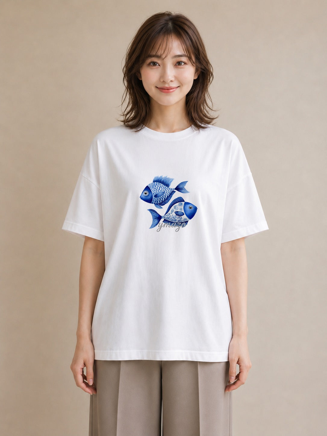 グラフィックTシャツ レディース 熱帯魚 ペット 動物 イラスト 春服 ミセス 白T