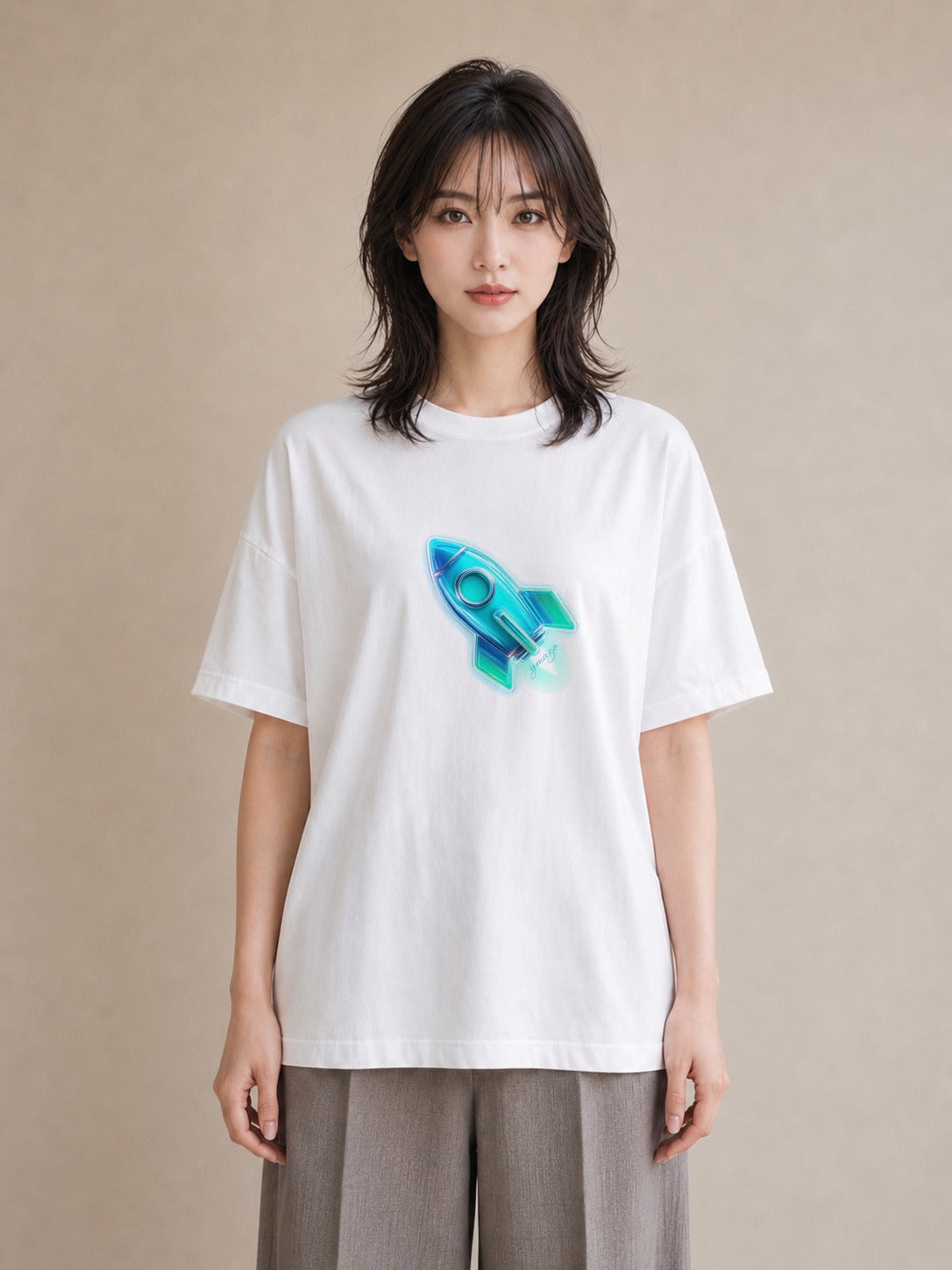 デザインTシャツ レディース ロケット 星空 宇宙 イラスト 個性的 在宅 公園 白T
