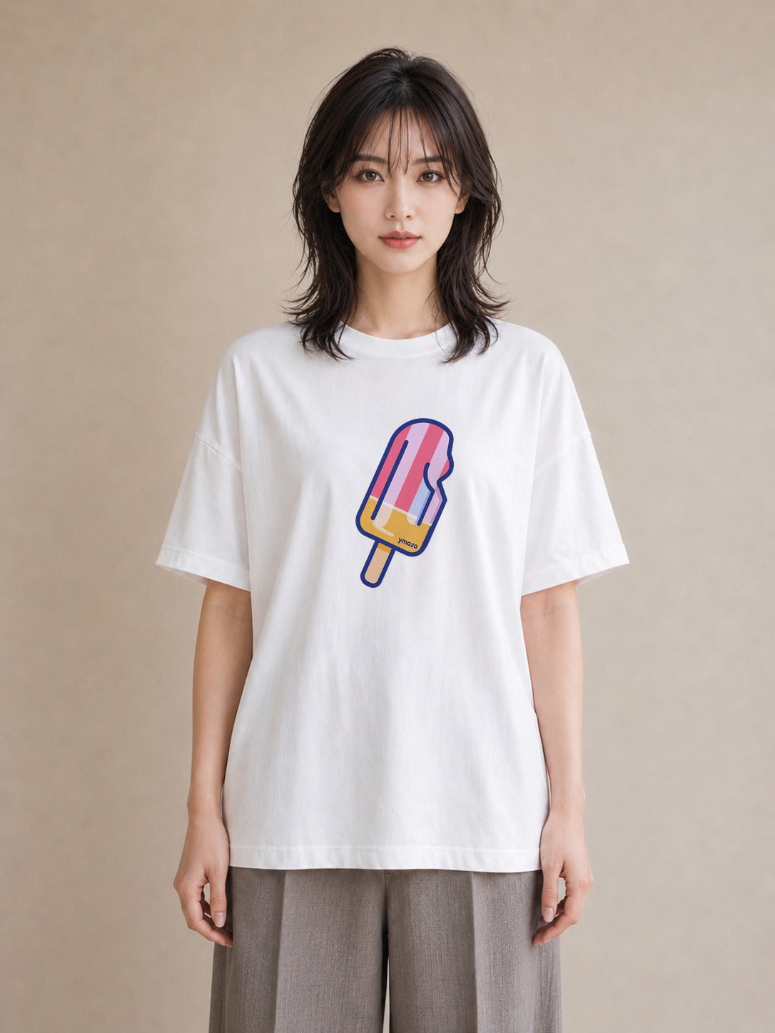 プリントTシャツ レディース アイス 食べ物 フード イラスト きれいめ ギフト 母の日 白T