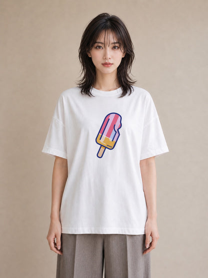 プリントTシャツ レディース アイス 食べ物 フード イラスト きれいめ ギフト 母の日 白T