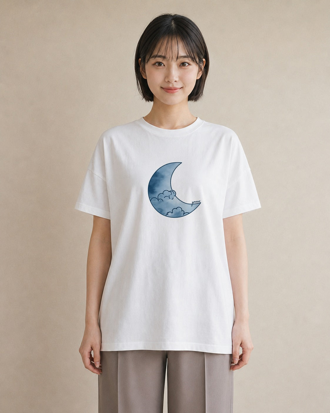 プリントTシャツ レディース 満月 星空 宇宙 イラスト ゆるコーデ 友達ギフト 部屋着 白T