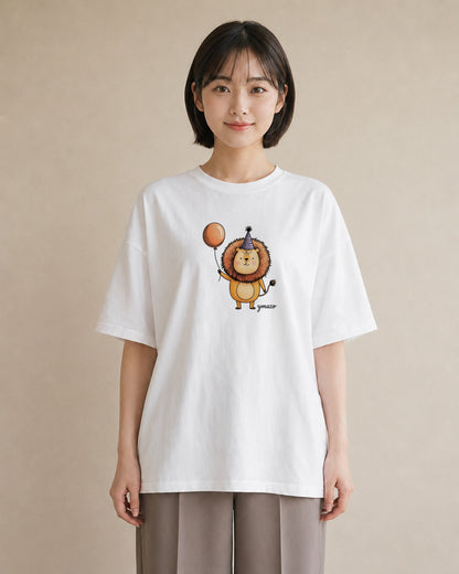 Tシャツ レディース ライオン 動物 アニマル イラスト 上品 公園 ママ 白T