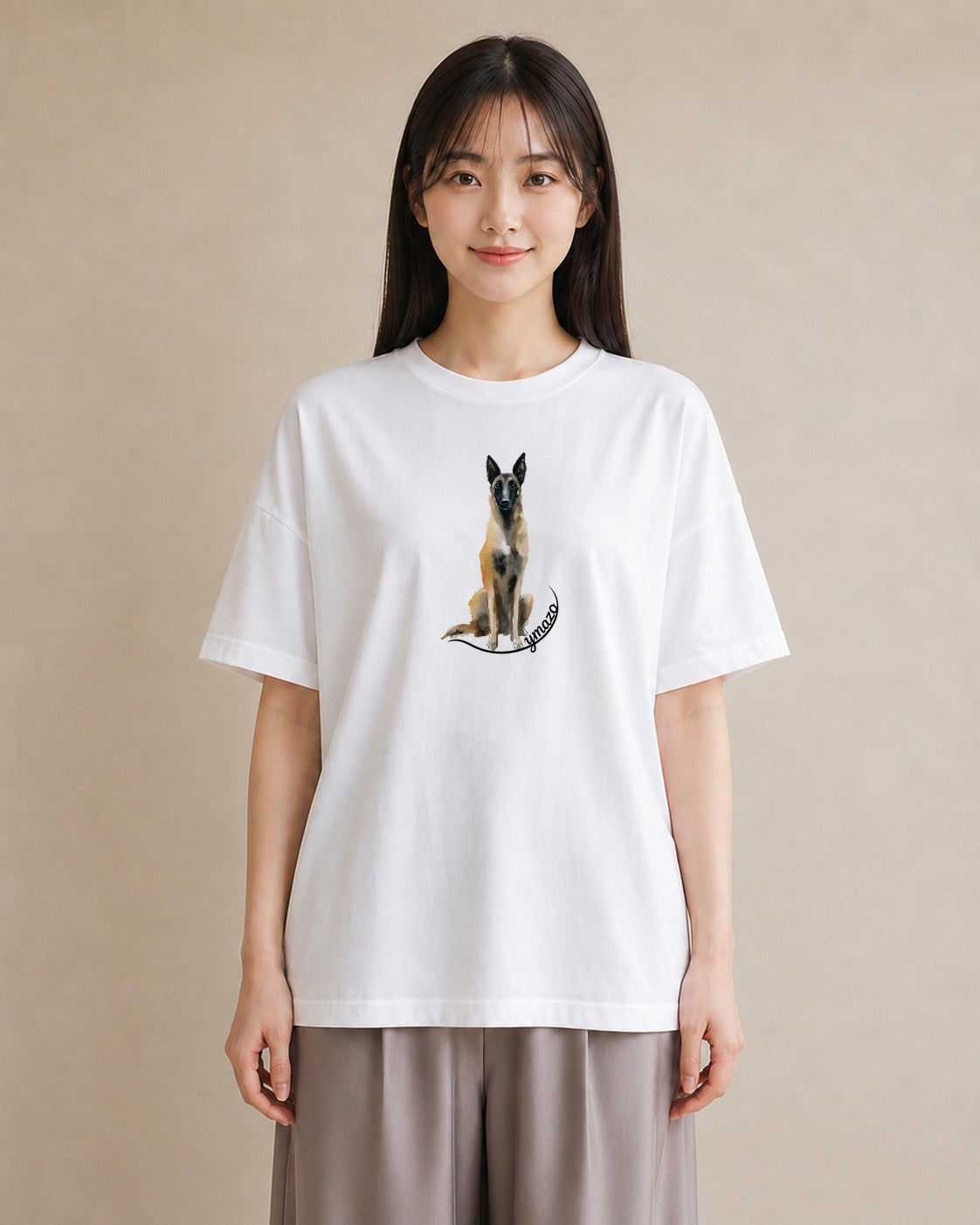 グラフィックTシャツ レディース ジャーマンシェパード 犬 いぬ イラスト ボタニカル 秋コーデ おしゃれギフト 白T