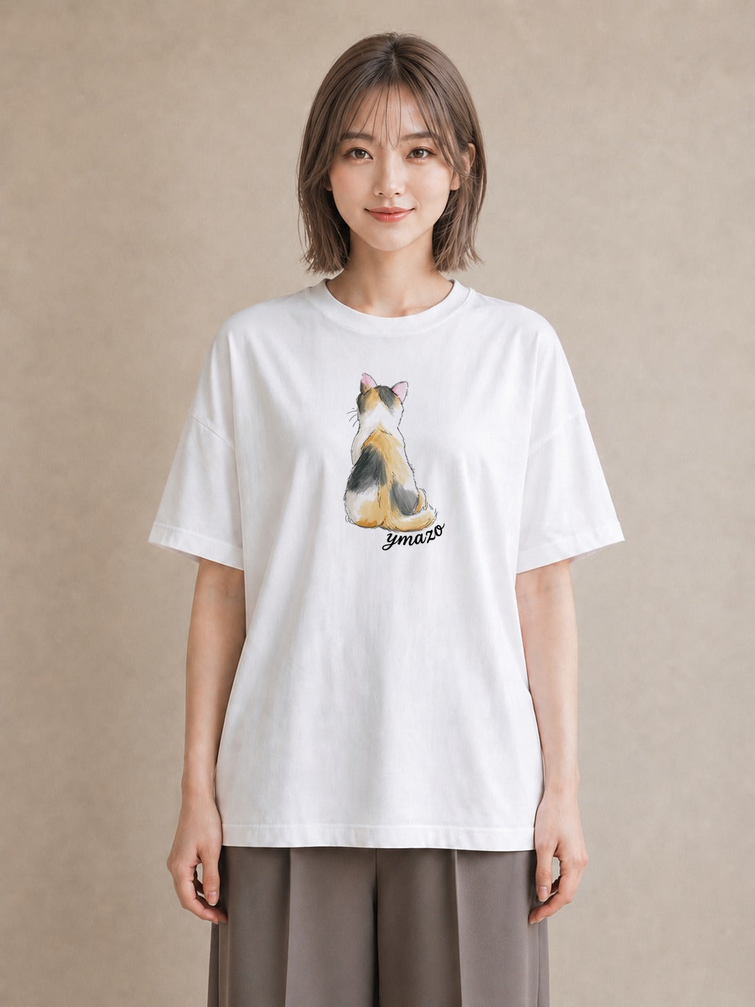 プリントTシャツ レディース マンチカン 猫 ねこ イラスト ボタニカル お出かけ 普段着 白T