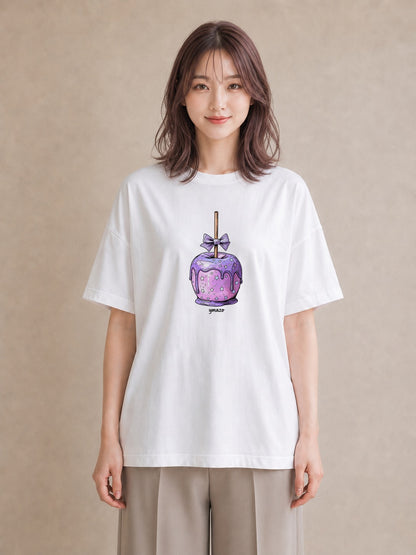 グラフィックTシャツ レディース キャンディ 食べ物 フード イラスト フェミニン 20代 カジュアルコーデ 白T