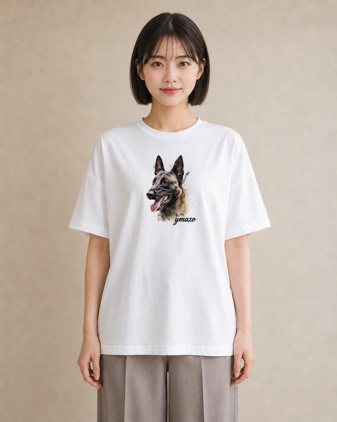 プリントTシャツ レディース ジャーマンシェパード 犬 いぬ イラスト 旅行コーデ 在宅 公園 白T