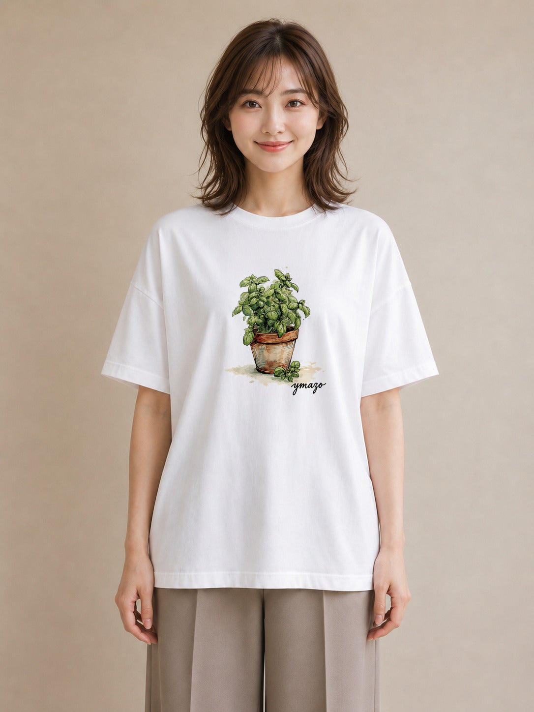 Tシャツ レディース ハーブ 植物 ボタニカル イラスト きれいめ 母の日 ビーチ 白T