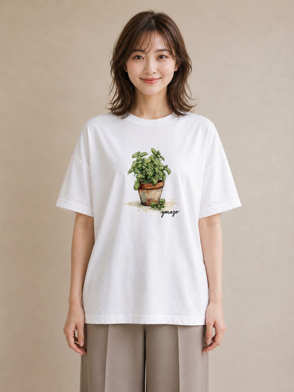 Tシャツ レディース ハーブ 植物 ボタニカル イラスト きれいめ 母の日 ビーチ 白T