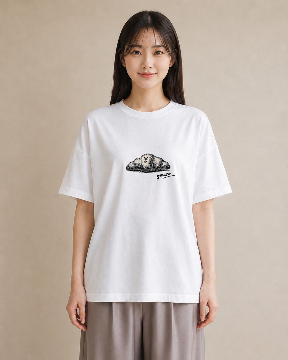 グラフィックTシャツ レディース パン ベーカリー レトロ イラスト ラフ 自分用 ルームウェア 白T