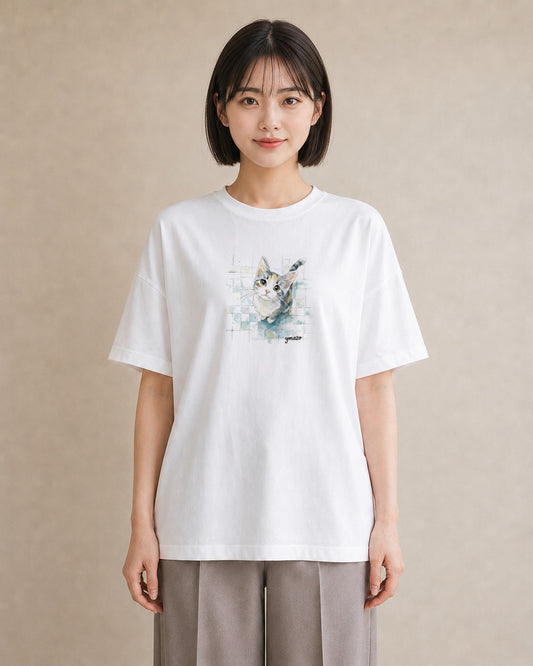 半袖Tシャツ レディース サバトラ 猫 ねこ イラスト ナチュラル ギフト 母の日 白T