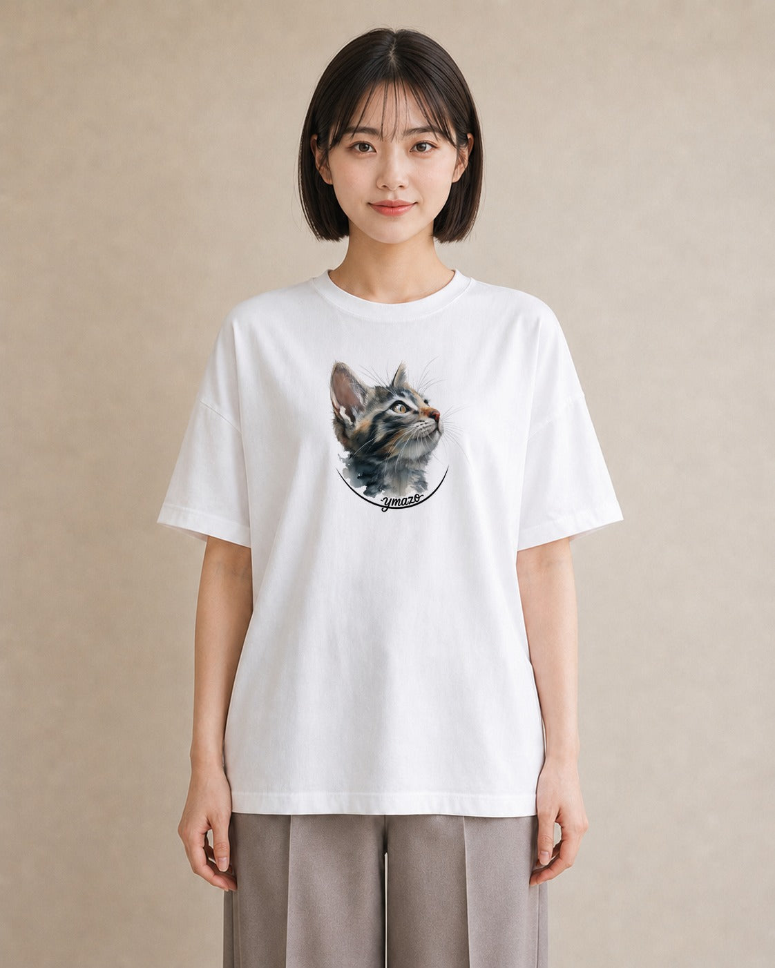 デザインTシャツ レディース サビ猫 猫 ねこ イラスト ゆるコーデ 誕生日プレゼント 綿100 白T