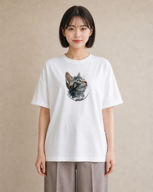 デザインTシャツ レディース サビ猫 猫 ねこ イラスト ゆるコーデ 誕生日プレゼント 綿100 白T