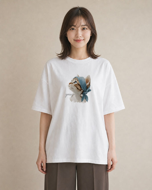 半袖Tシャツ レディース ねこ 猫 ネコ イラスト シンプル 敬老の日 ホワイトデー 白T