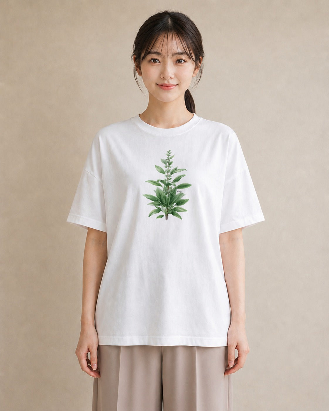 Tシャツ レディース ハーブ 植物 ボタニカル イラスト 北欧風 休日 ペアコーデ 白T