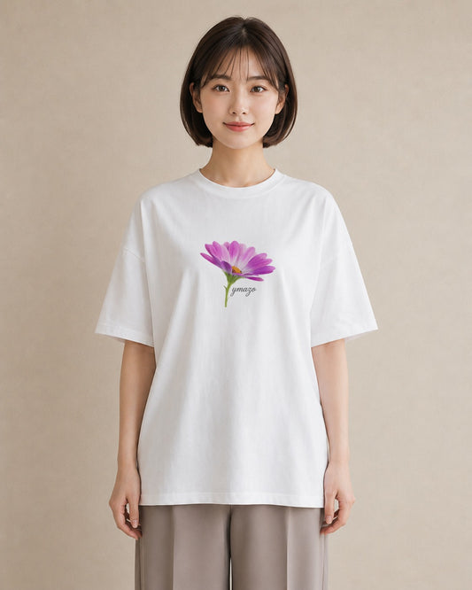 Tシャツ レディース マーガレット 花 花柄 イラスト カフェ巡り 女子会 白T