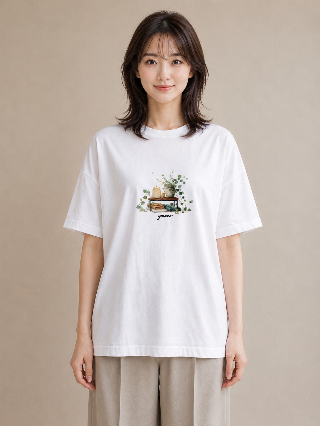 Tシャツ レディース 駅のホーム ローカル線 駅 ナチュラル アンティーク イラスト レトロ デイリーウェア 休日 白T
